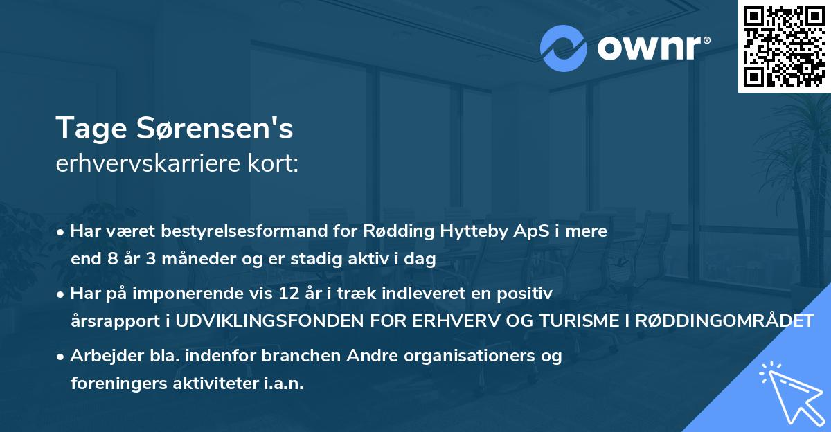 Tage Sørensen's erhvervskarriere kort