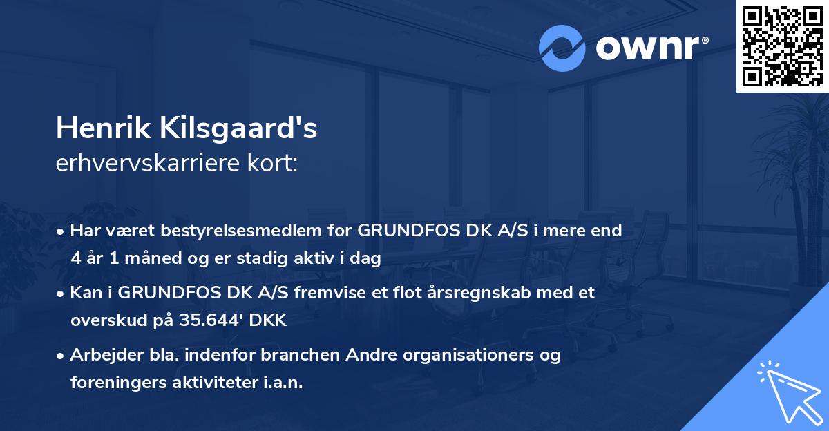 Henrik Kilsgaard's erhvervskarriere kort