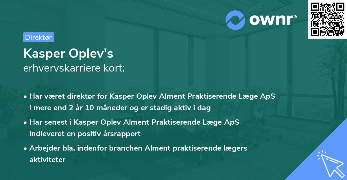 Kasper Oplev's erhvervskarriere kort