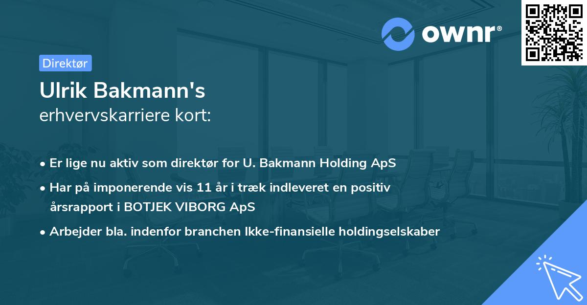 Ulrik Bakmann's erhvervskarriere kort