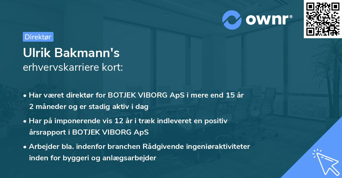 Ulrik Bakmann's erhvervskarriere kort