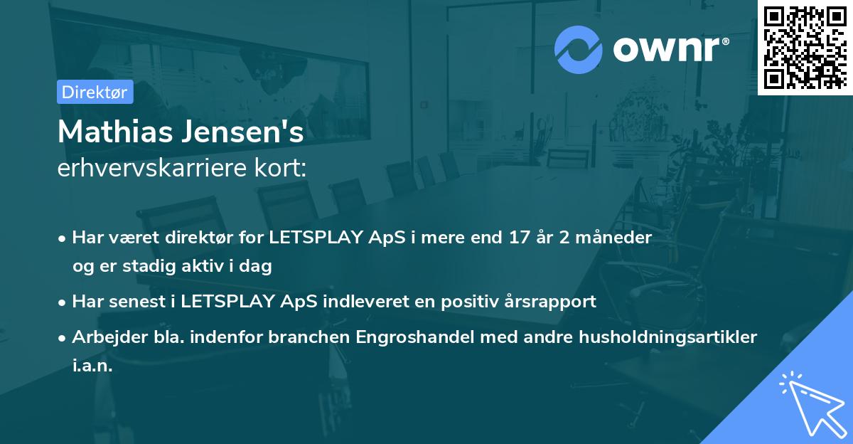 Mathias Jensen's erhvervskarriere kort