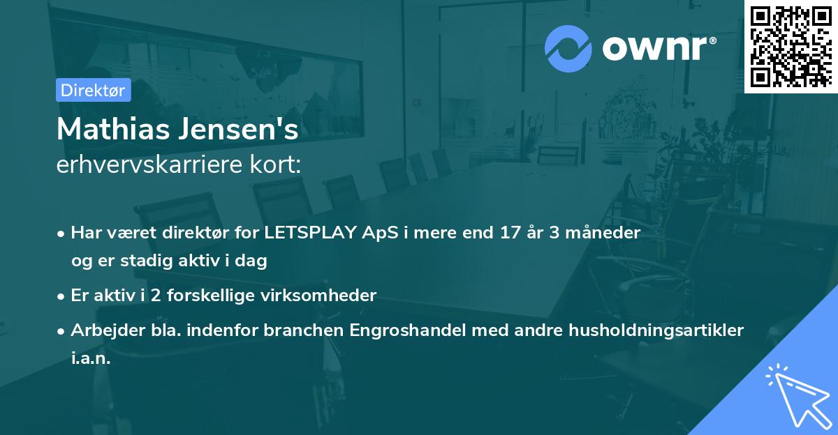 Mathias Jensen's erhvervskarriere kort