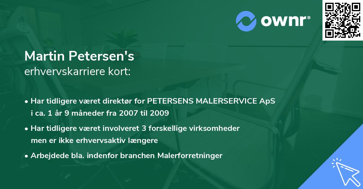 Martin Petersen's erhvervskarriere kort