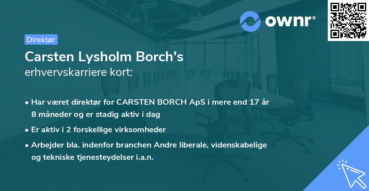 Carsten Lysholm Borch's erhvervskarriere kort