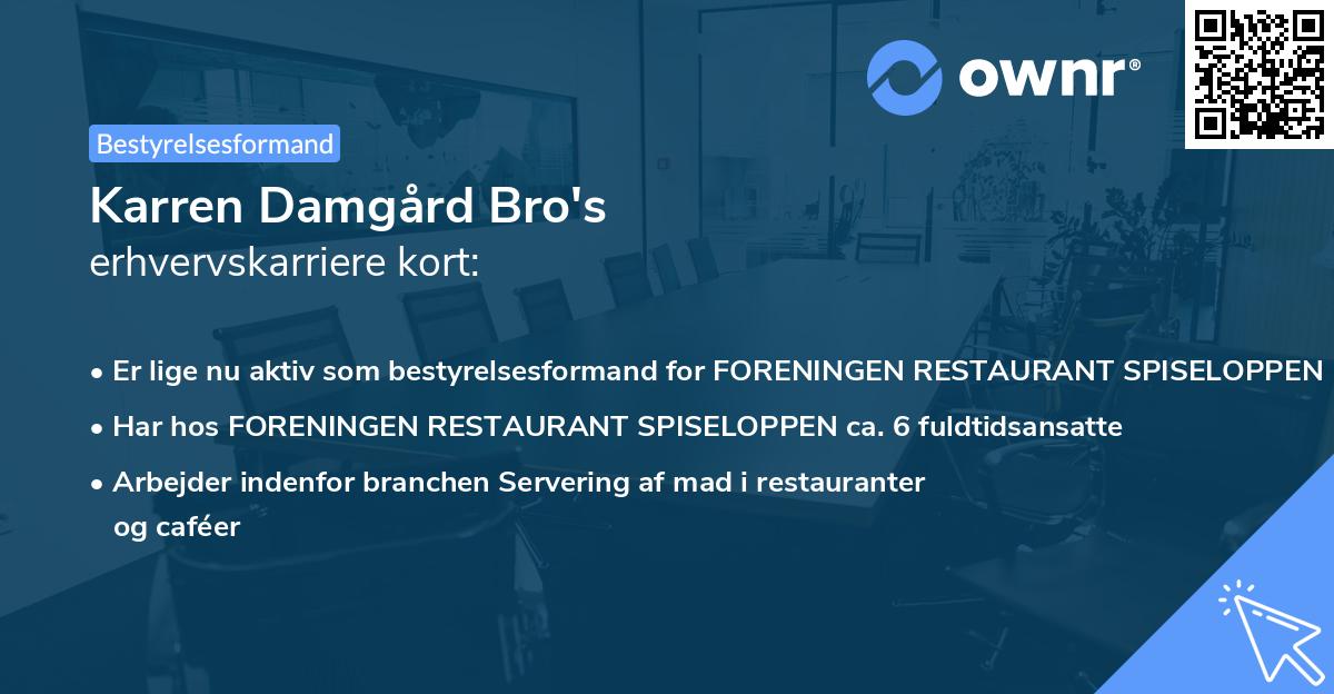 Karren Damgård Bro's erhvervskarriere kort