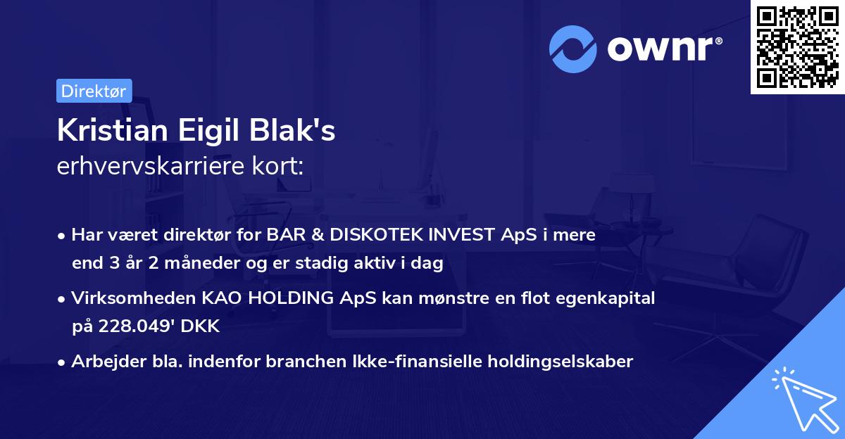 Kristian Eigil Blak's erhvervskarriere kort