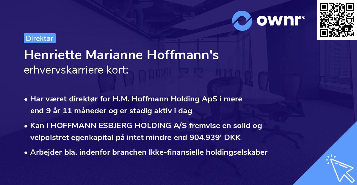 Henriette Marianne Hoffmann's erhvervskarriere kort
