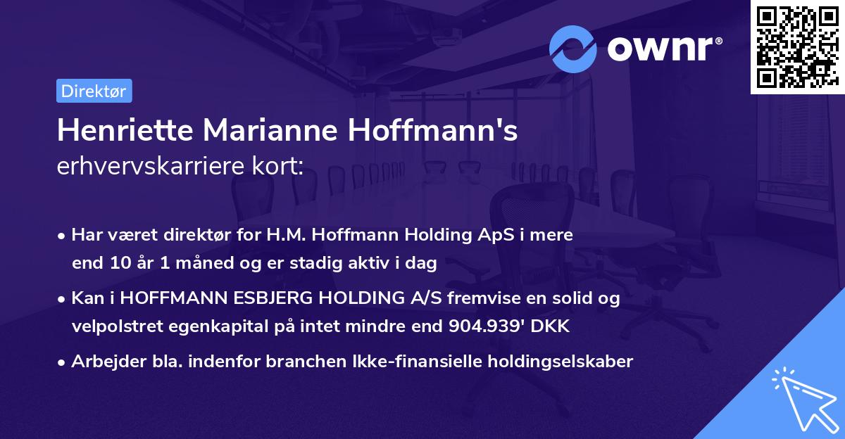 Henriette Marianne Hoffmann's erhvervskarriere kort