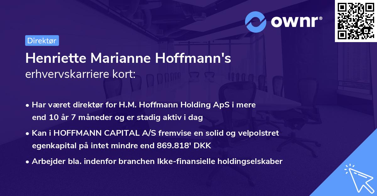 Henriette Marianne Hoffmann's erhvervskarriere kort