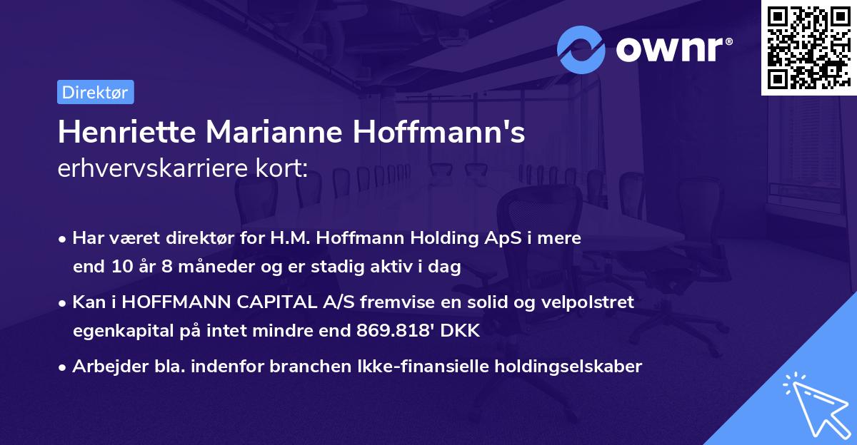 Henriette Marianne Hoffmann's erhvervskarriere kort