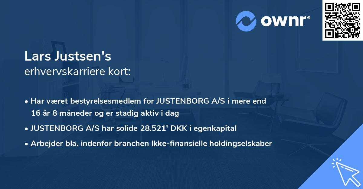 Lars Justsen's erhvervskarriere kort
