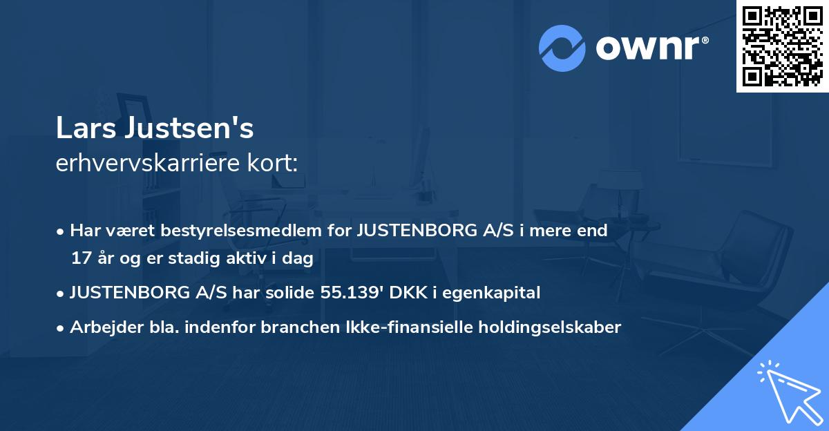 Lars Justsen's erhvervskarriere kort