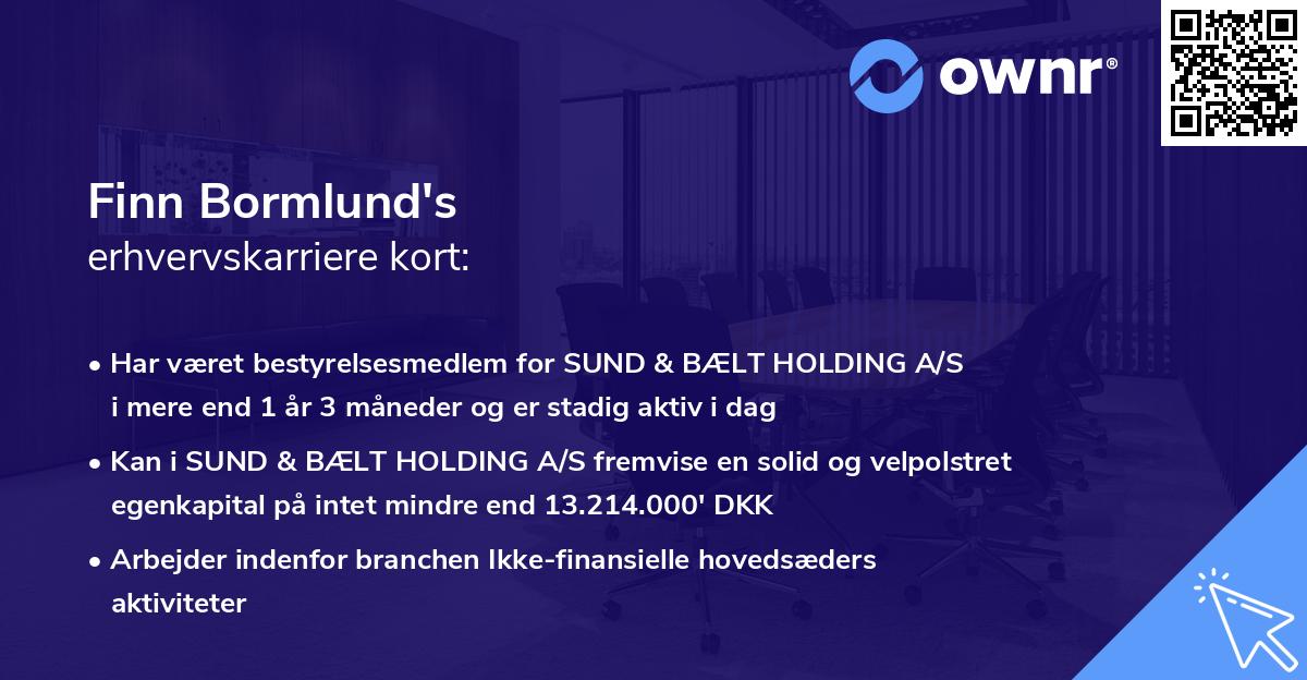 Finn Bormlund's erhvervskarriere kort