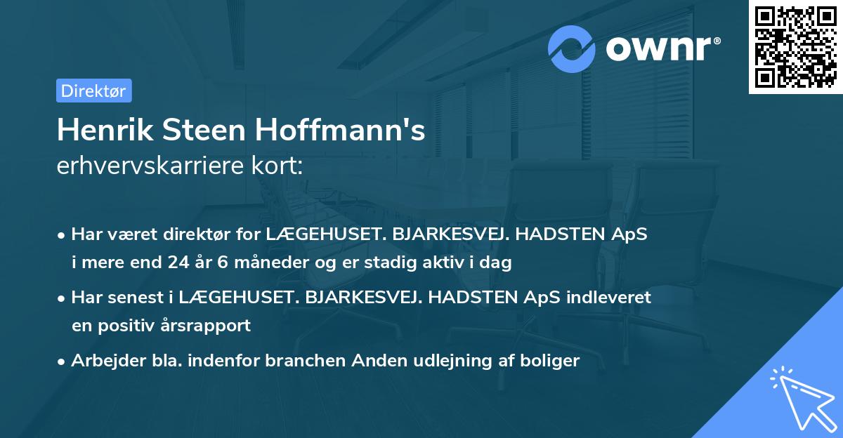 Henrik Steen Hoffmann's erhvervskarriere kort