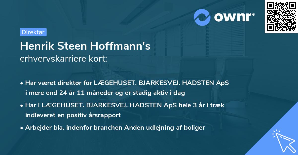 Henrik Steen Hoffmann's erhvervskarriere kort