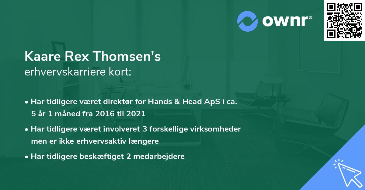 Kaare Rex Thomsen's erhvervskarriere kort