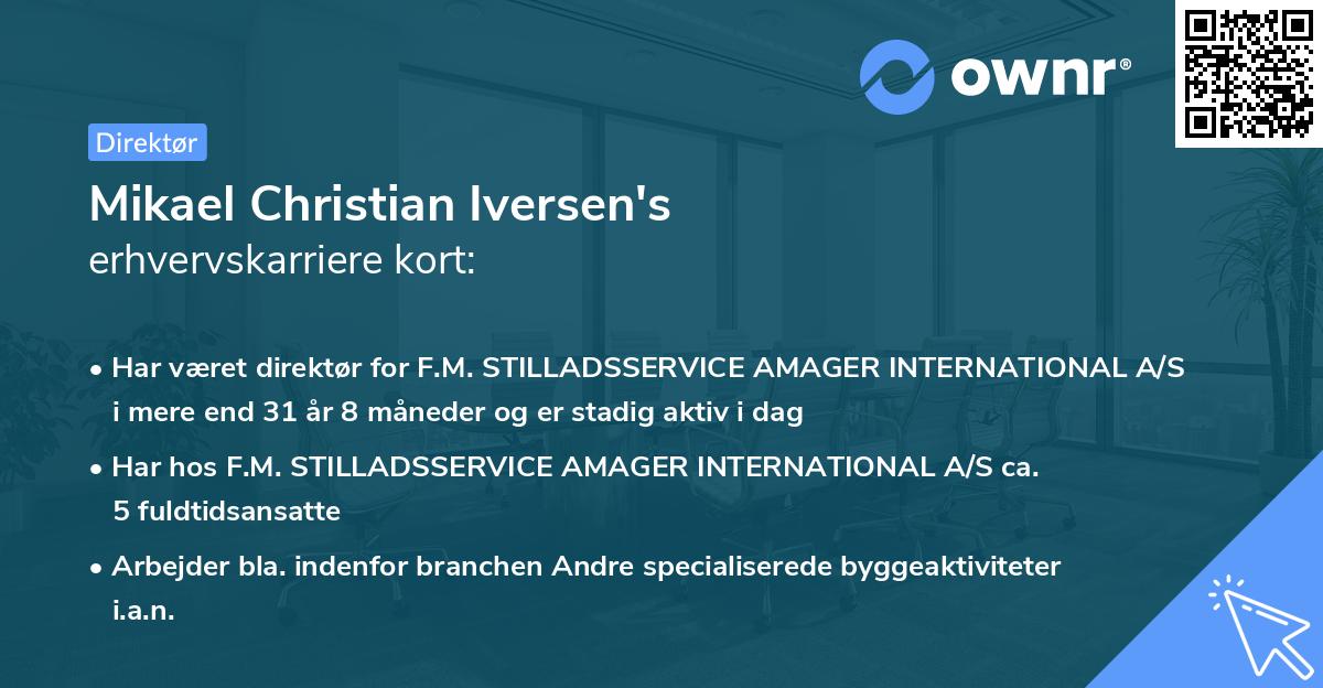 Mikael Christian Iversen's erhvervskarriere kort