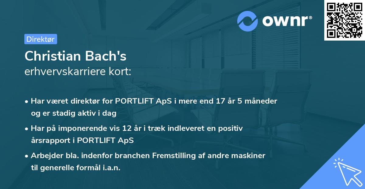 Christian Bach's erhvervskarriere kort