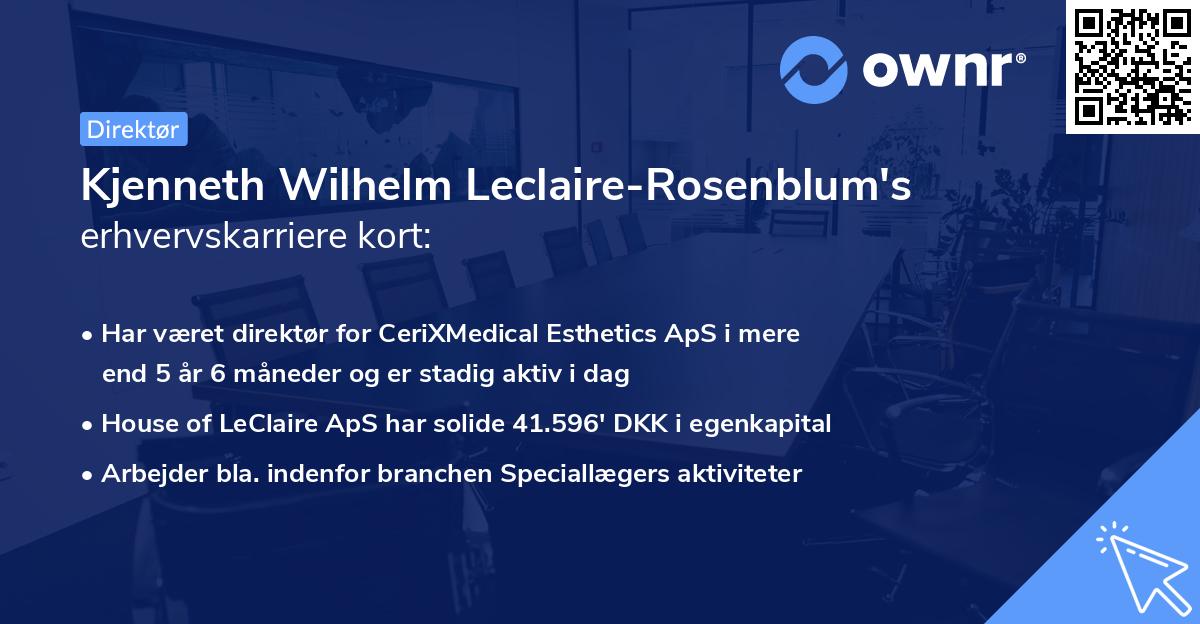 Kjenneth Wilhelm Leclaire-Rosenblum's erhvervskarriere kort