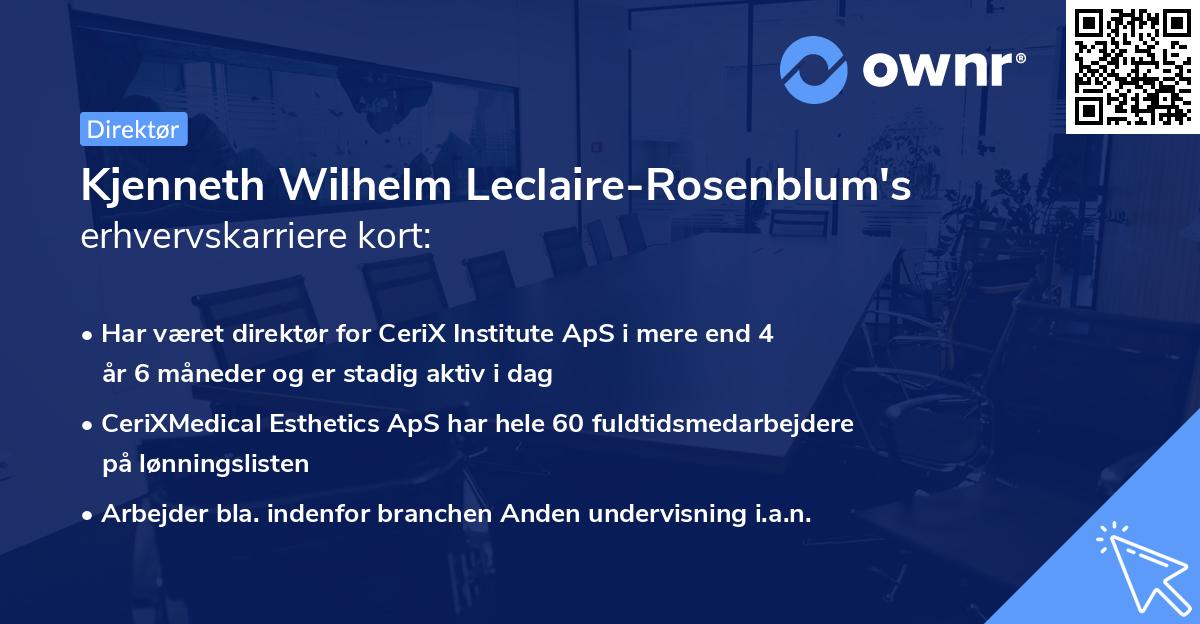 Kjenneth Wilhelm Leclaire-Rosenblum's erhvervskarriere kort