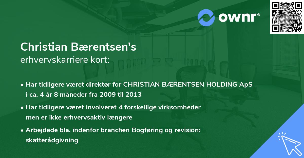 Christian Bærentsen's erhvervskarriere kort