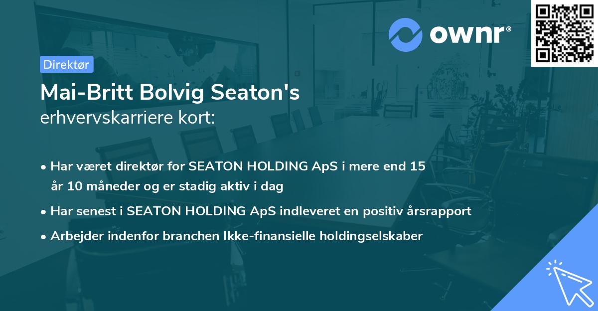 Mai-Britt Bolvig Seaton's erhvervskarriere kort