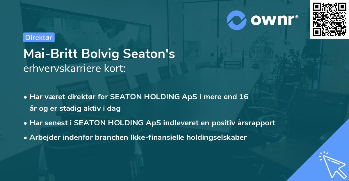 Mai-Britt Bolvig Seaton's erhvervskarriere kort