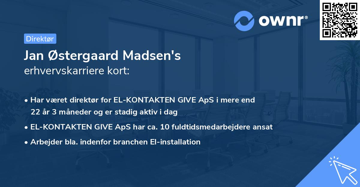 Jan Østergaard Madsen's erhvervskarriere kort