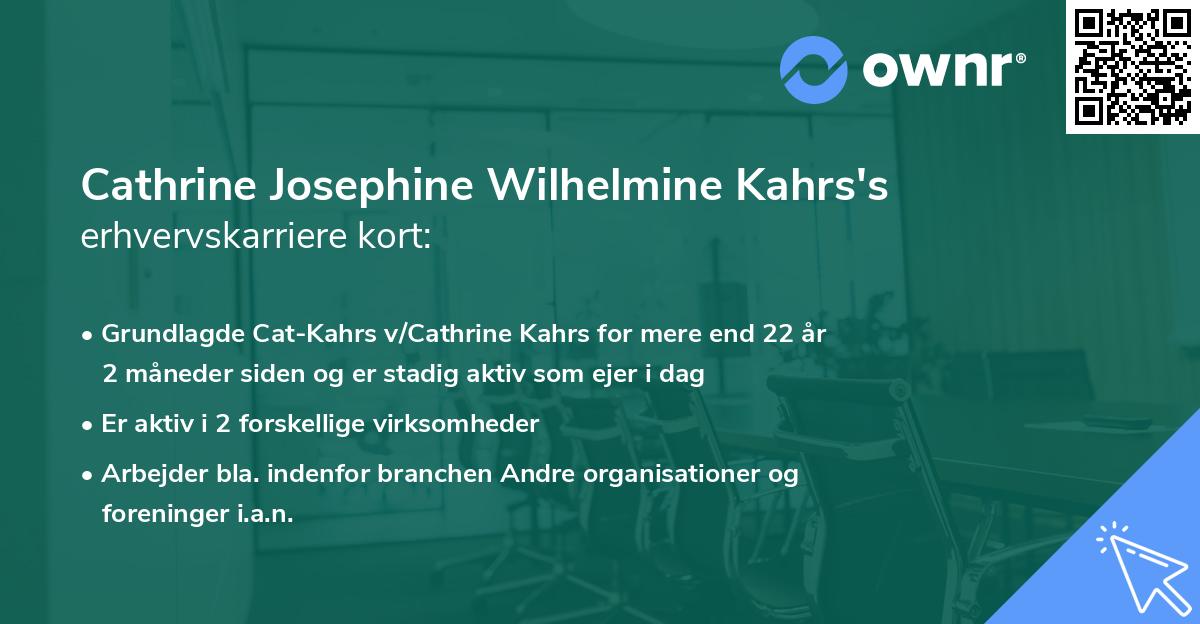 Cathrine Josephine Wilhelmine Kahrs's erhvervskarriere kort