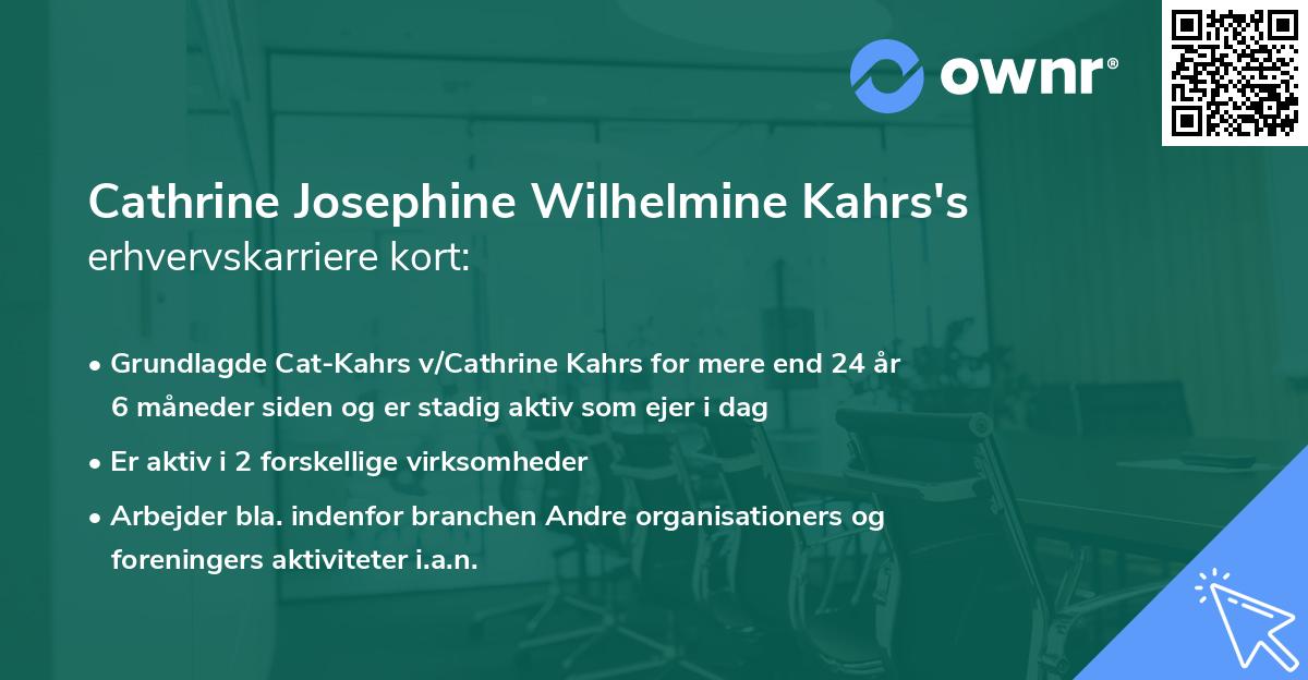 Cathrine Josephine Wilhelmine Kahrs's erhvervskarriere kort