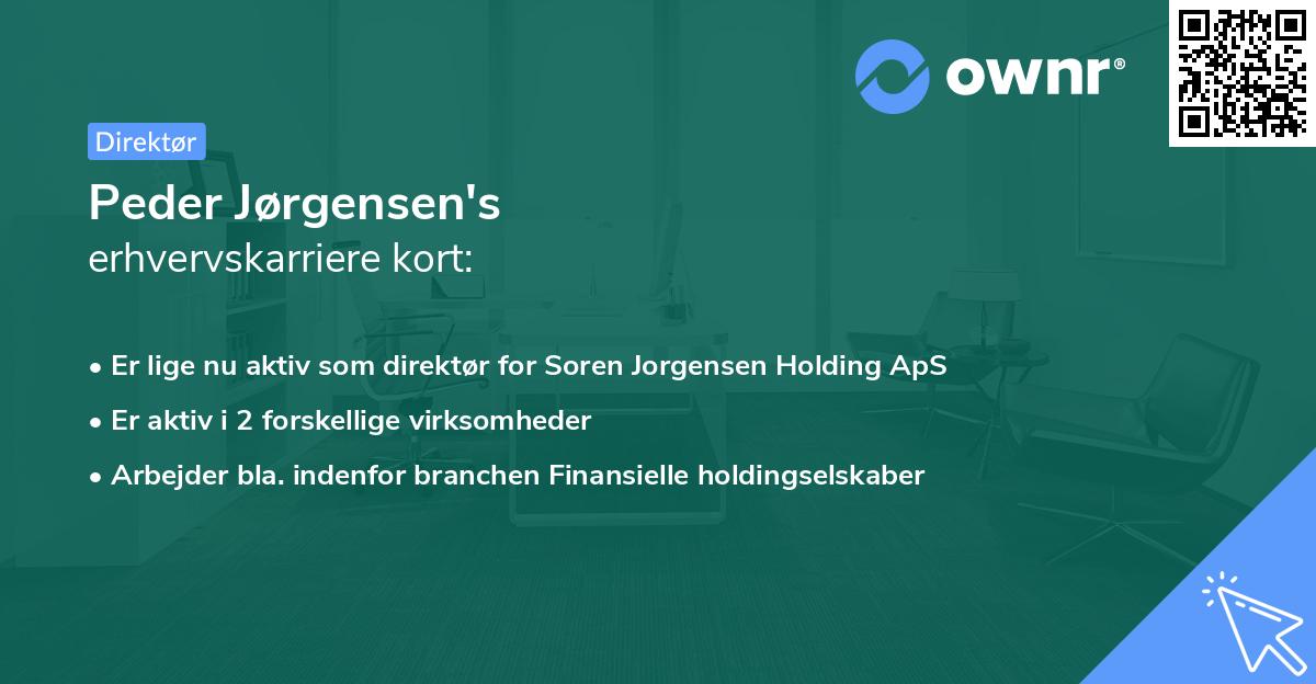Peder Jørgensen's erhvervskarriere kort