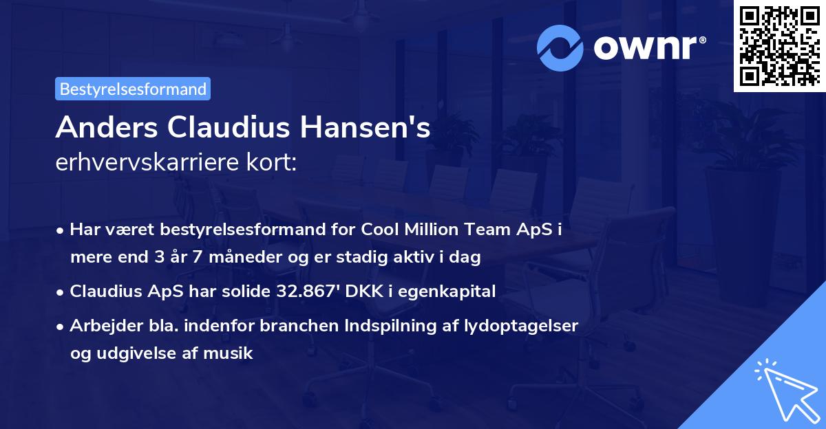 Anders Claudius Hansen's erhvervskarriere kort