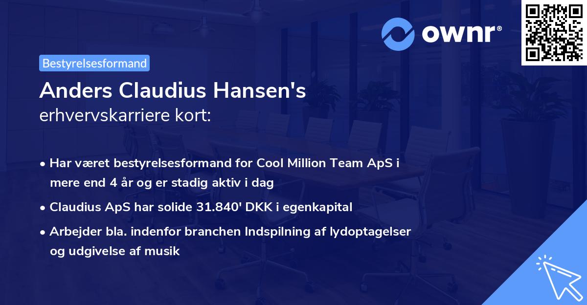 Anders Claudius Hansen's erhvervskarriere kort