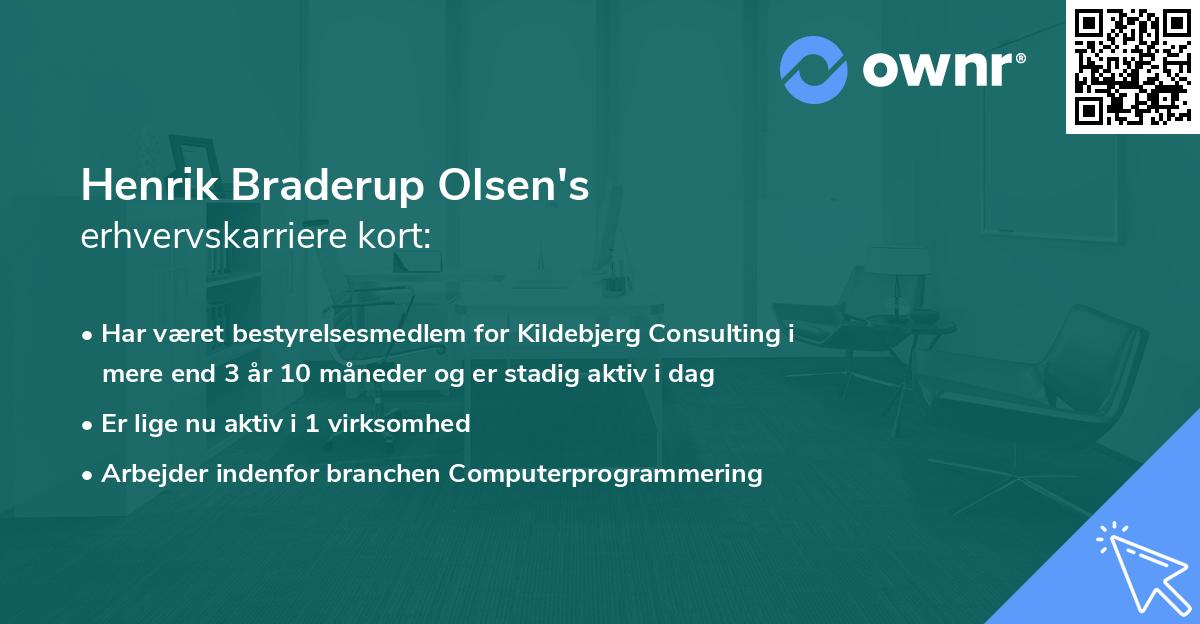 Henrik Braderup Olsen's erhvervskarriere kort