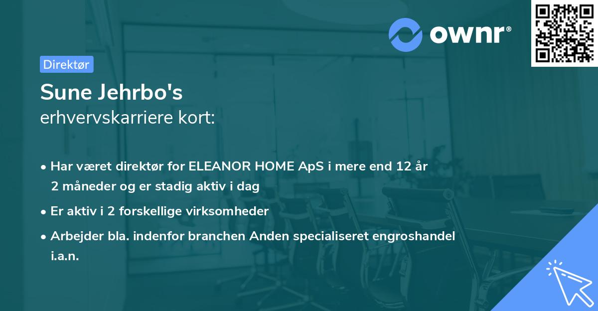 Sune Jehrbo's erhvervskarriere kort