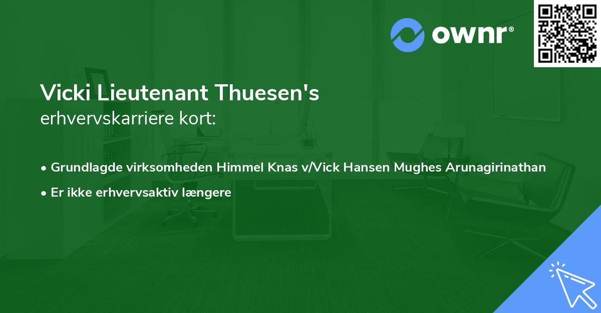 Vicki Lieutenant Thuesen's erhvervskarriere kort