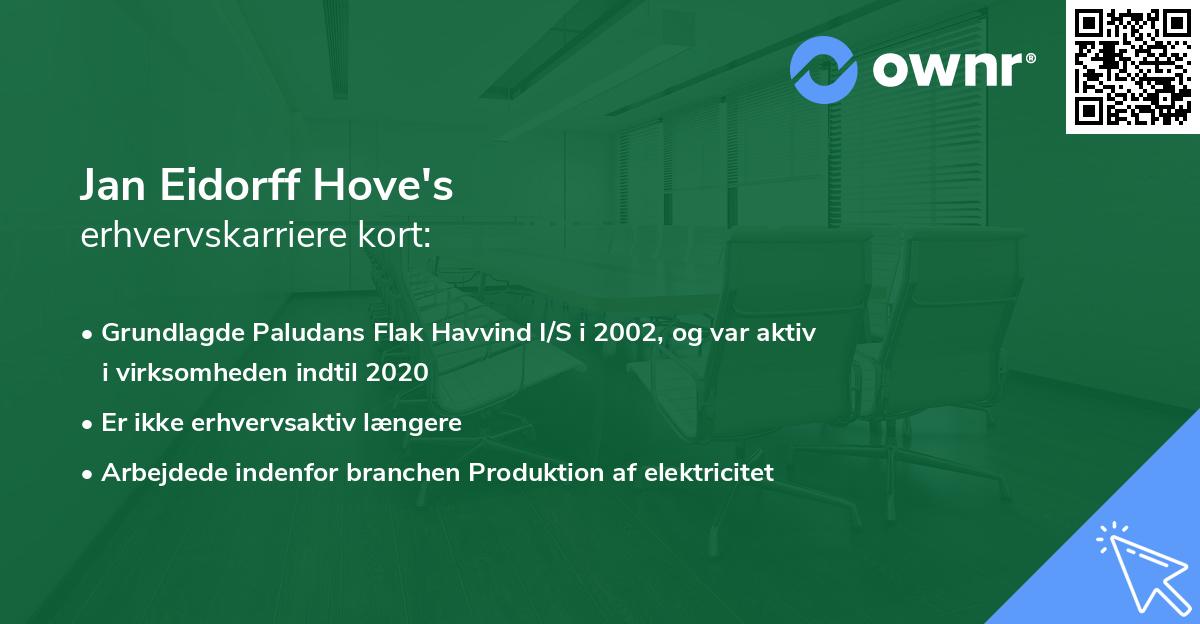 Jan Eidorff Hove's erhvervskarriere kort