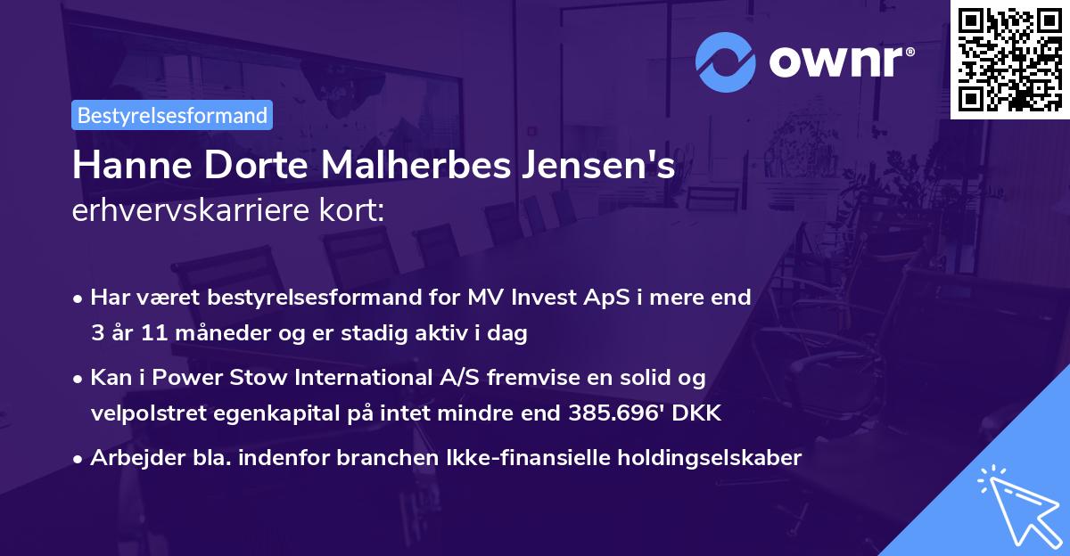 Hanne Dorte Malherbes Jensen's erhvervskarriere kort