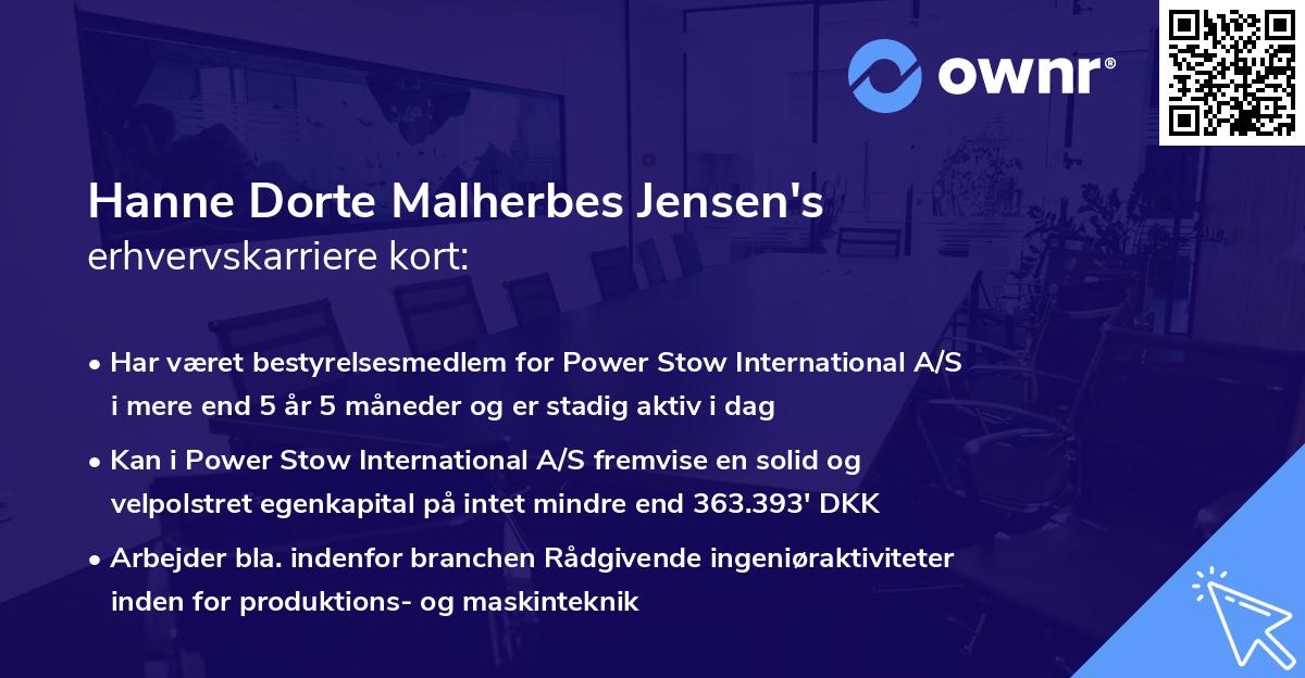 Hanne Dorte Malherbes Jensen's erhvervskarriere kort