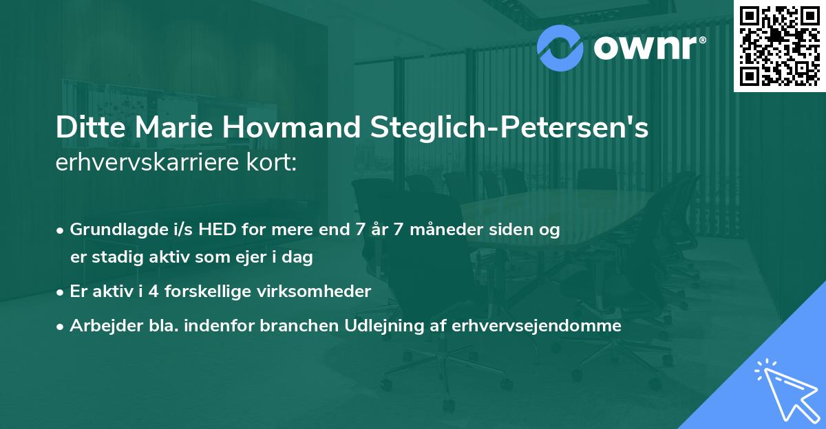 Ditte Marie Hovmand Steglich-Petersen's erhvervskarriere kort