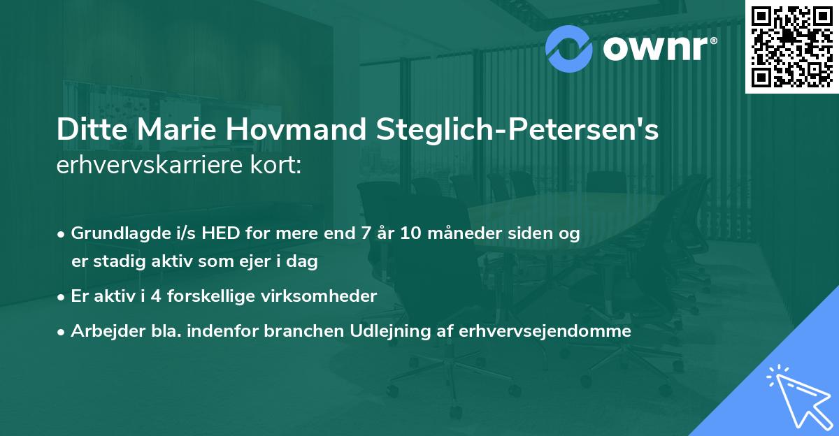 Ditte Marie Hovmand Steglich-Petersen's erhvervskarriere kort
