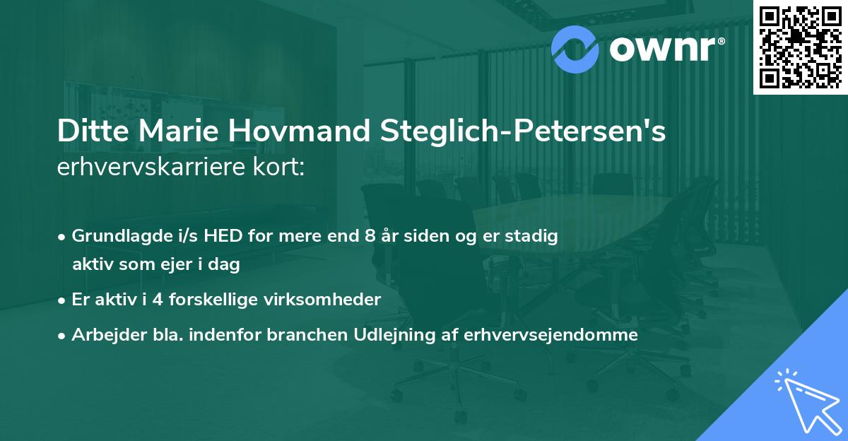 Ditte Marie Hovmand Steglich-Petersen's erhvervskarriere kort