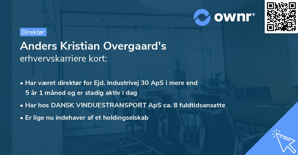 Anders Kristian Overgaard's erhvervskarriere kort