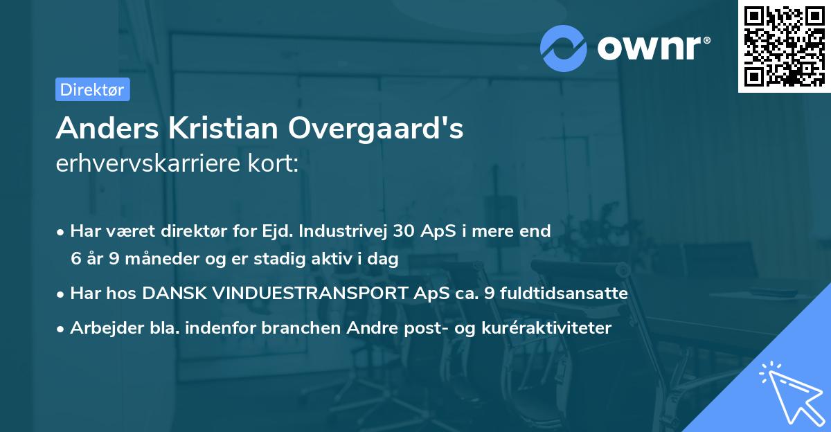 Anders Kristian Overgaard's erhvervskarriere kort