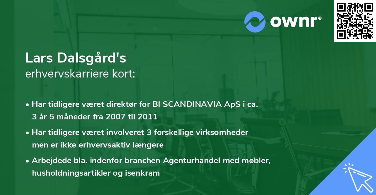 Lars Dalsgård's erhvervskarriere kort