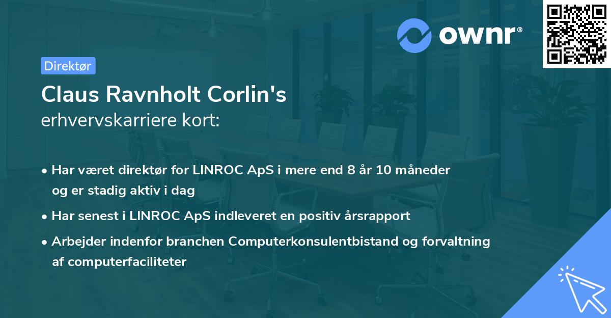 Claus Ravnholt Corlin's erhvervskarriere kort