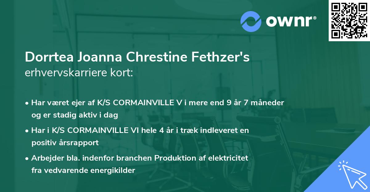 Dorrtea Joanna Chrestine Fethzer's erhvervskarriere kort