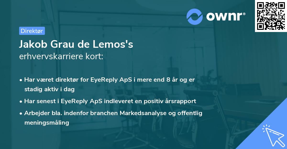 Jakob Grau de Lemos's erhvervskarriere kort