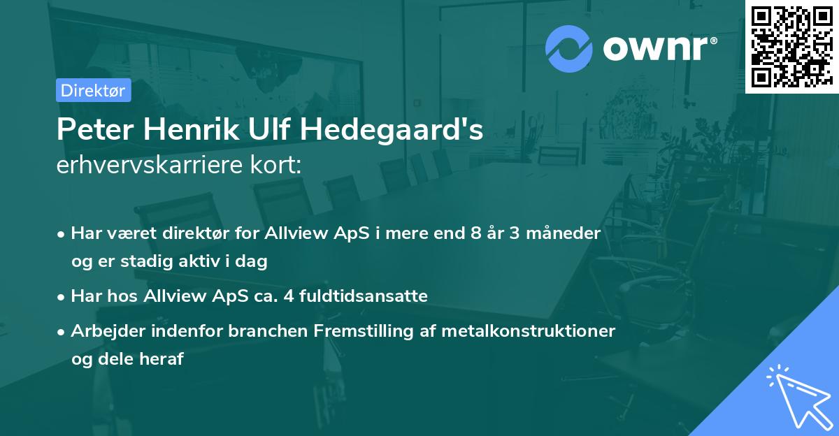 Peter Henrik Ulf Hedegaard's erhvervskarriere kort